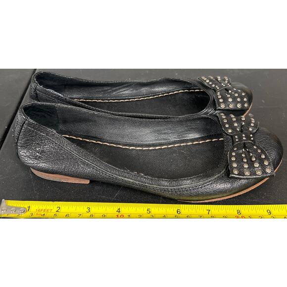 Frye Carson Navy Ballerina Flats Studded Bow *Dimensions In Picture* - Picture 3 of 5